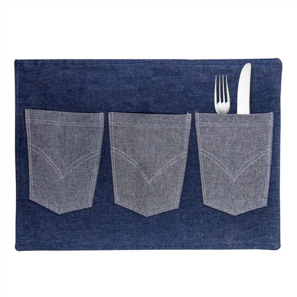 NWT Blue Denim Cotton Place Mats Placemats Set of 4 - Picture 2 of 2
